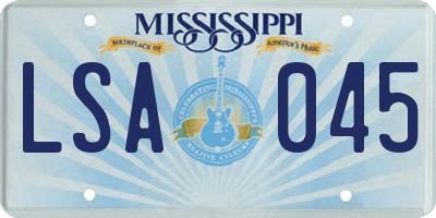MS license plate LSA045