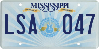 MS license plate LSA047