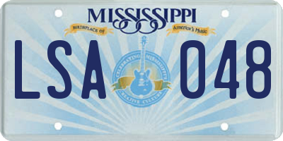 MS license plate LSA048