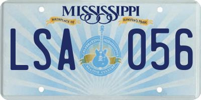 MS license plate LSA056