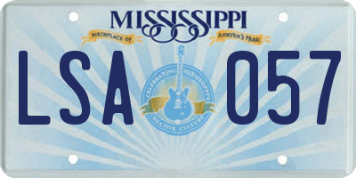 MS license plate LSA057