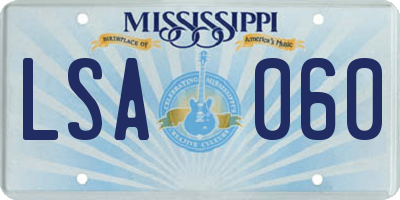 MS license plate LSA060