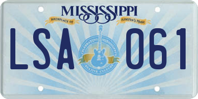 MS license plate LSA061