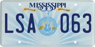 MS license plate LSA063