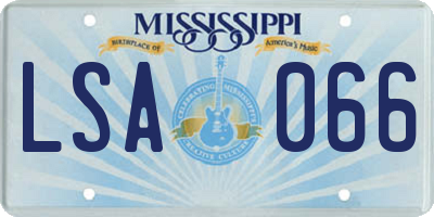 MS license plate LSA066