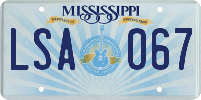 MS license plate LSA067