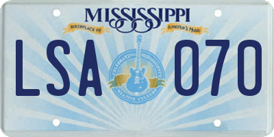 MS license plate LSA070