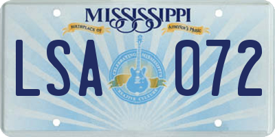 MS license plate LSA072