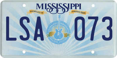 MS license plate LSA073