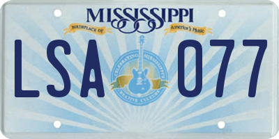 MS license plate LSA077