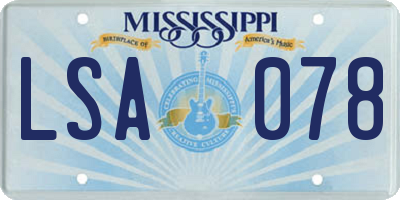 MS license plate LSA078