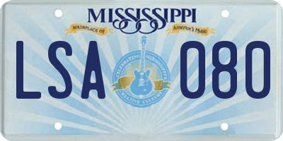 MS license plate LSA080