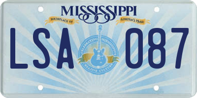 MS license plate LSA087