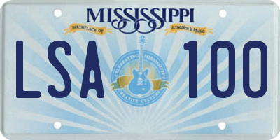 MS license plate LSA100