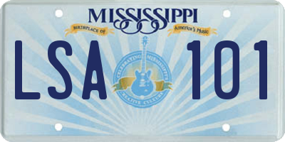 MS license plate LSA101