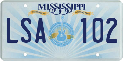 MS license plate LSA102