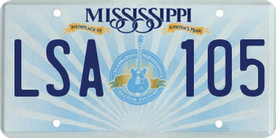 MS license plate LSA105