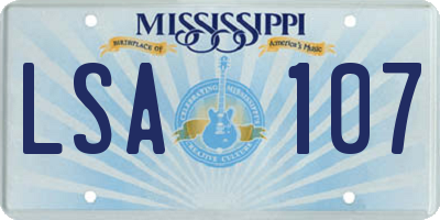 MS license plate LSA107