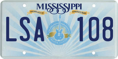 MS license plate LSA108
