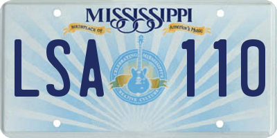 MS license plate LSA110