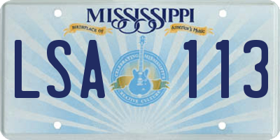MS license plate LSA113
