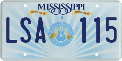 MS license plate LSA115
