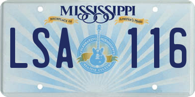 MS license plate LSA116