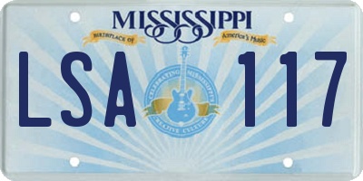 MS license plate LSA117
