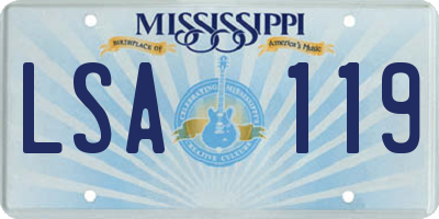 MS license plate LSA119