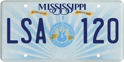 MS license plate LSA120