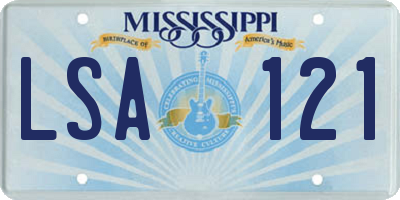 MS license plate LSA121