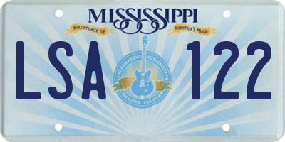 MS license plate LSA122