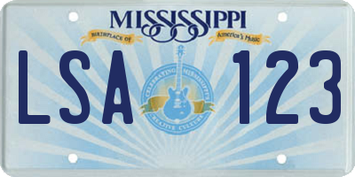 MS license plate LSA123