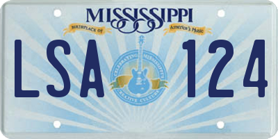 MS license plate LSA124