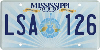 MS license plate LSA126