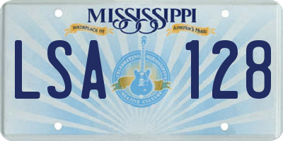 MS license plate LSA128
