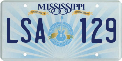 MS license plate LSA129