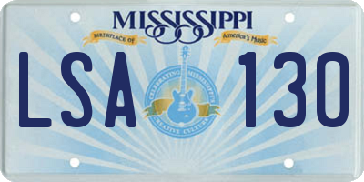MS license plate LSA130