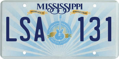 MS license plate LSA131