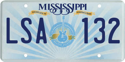 MS license plate LSA132