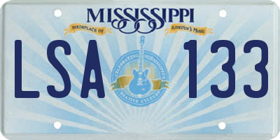 MS license plate LSA133