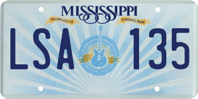 MS license plate LSA135
