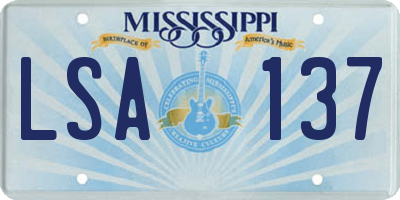 MS license plate LSA137