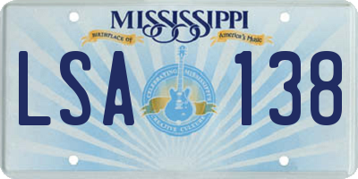 MS license plate LSA138