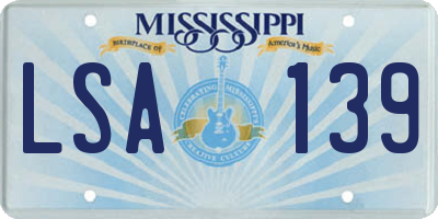 MS license plate LSA139