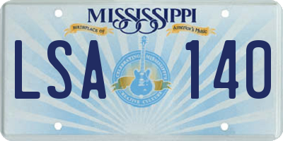 MS license plate LSA140
