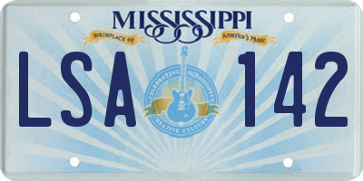 MS license plate LSA142