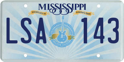 MS license plate LSA143