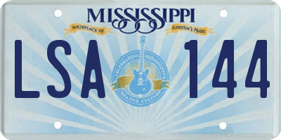 MS license plate LSA144