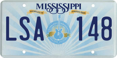 MS license plate LSA148